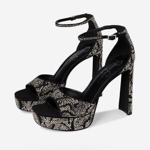 Jessica Simpson Elegant Black and Silver Women's platform. Size 6.5